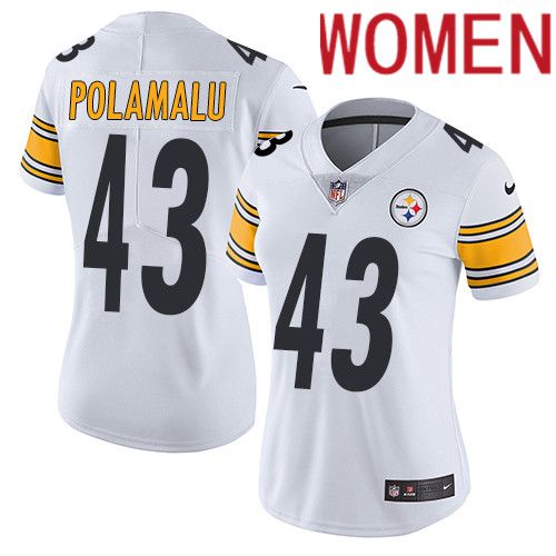 Women Pittsburgh Steelers 43 Troy Polamalu Nike White Vapor Limited NFL Jersey